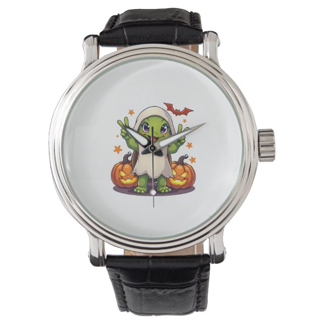 Funny Turtle Ghost Pumpkin Boo Halloween Kids Mana Armbandsur (Framsida)