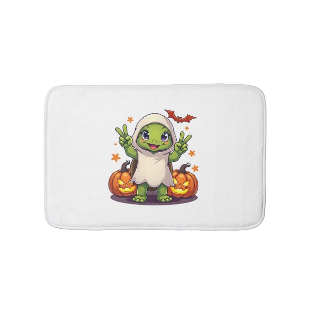 Funny Turtle Ghost Pumpkin Boo Halloween Kids Mana Badrumsmatta (Framsidan)
