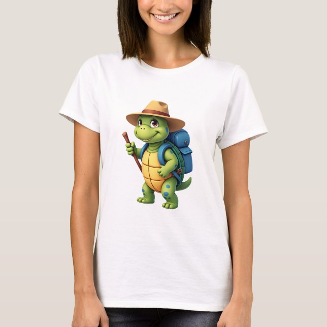 Funny Turtle Hiking Graphic Camping Älskare Advent T Shirt (Framsida)
