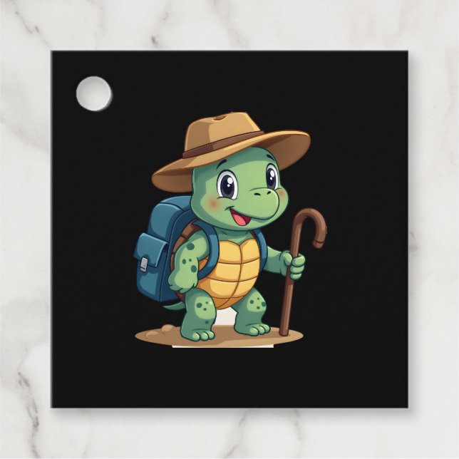 Funny Turtle Hiking Graphic Camping Lover Adventur Gåvor Etiketter (Framsida)