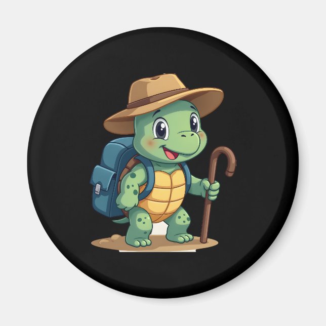 Funny Turtle Hiking Graphic Camping Lover Adventur Magnet (Framsidan)