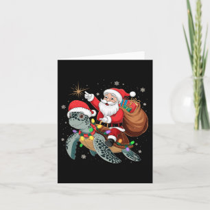 Funny Turtle jul Santa Riding Sea Turtle Xma Kort