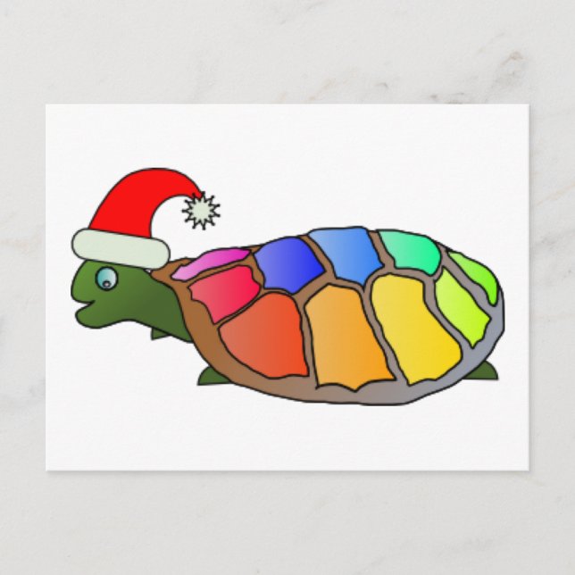 Funny Turtle med Santa Hat Helg Vykort (Framsida)