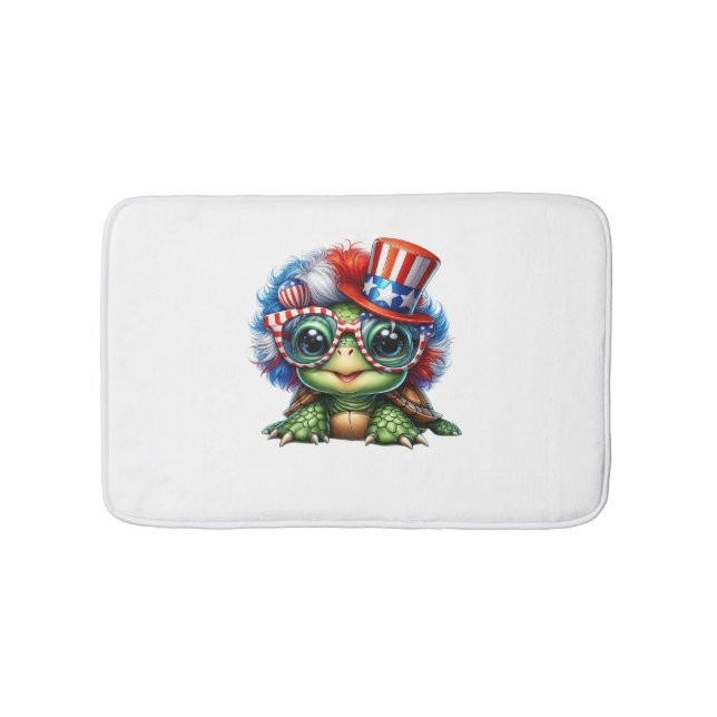 Funny Turtle Patriotic USA flagga Sunglass Badrumsmatta (Framsidan)