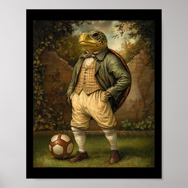 Funny Turtle Playing Soccer Graphic Weird Turtle  Poster (Framsidan)