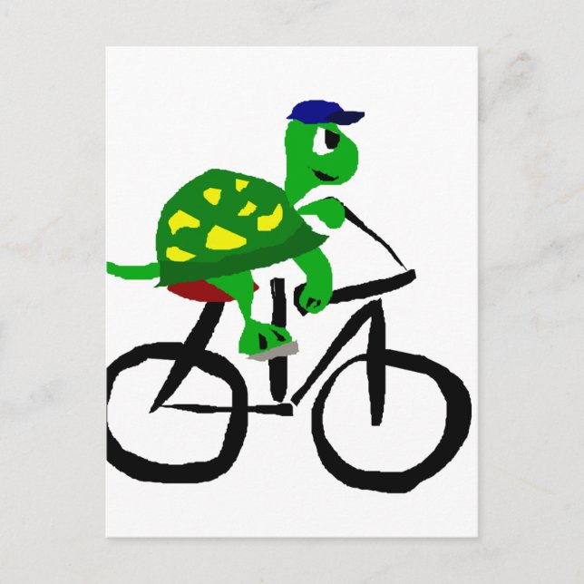 Funny Turtle Riding Bicycle Vykort (Framsida)