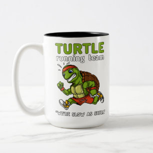 Funny Turtle Running Team Cardio Workout Exercise Två-Tonad Mugg
