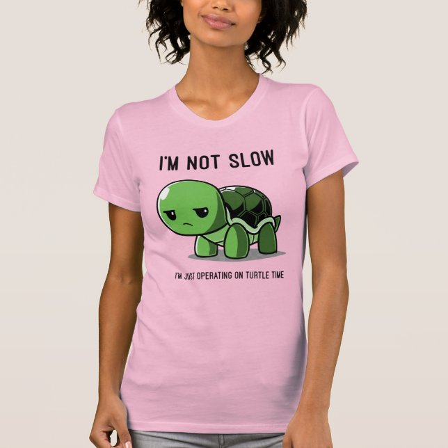 Funny Turtle Time Not Slow Women’s Slim Fit Tee (Framsida)