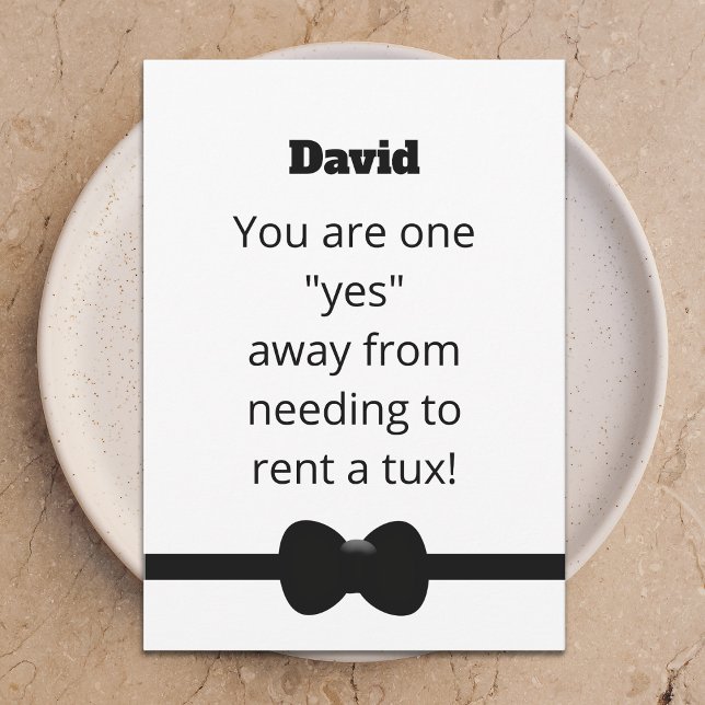 Funny Tux Will You Be My Usher Digital Card Inbjudningar (Skapare uppladdad)