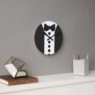 Funny Tuxedo 🎩 Black Tie Formal Rund Klocka