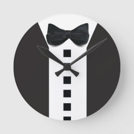 Funny Tuxedo 🎩 Black Tie Formal Rund Klocka