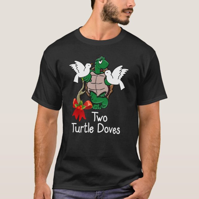 Funny Two Turtle Doves Twelve Days of Christmas T Shirt (Framsida)