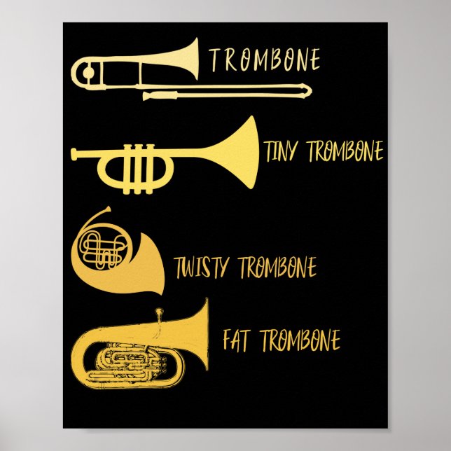 Funny typ av Trombone Player Marching Jazz Band Poster (Framsidan)