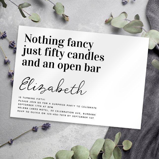 Funny Typografi 50:e Födelsedagsfesten Inbjudningar (Skapare uppladdad)