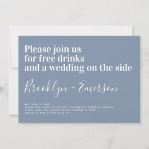 Funny Typografi Dusty Blue Bröllop Inbjudningar