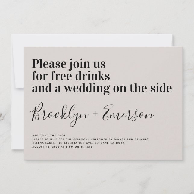 Funny Typografi Ecru Bröllop Inbjudningar (Framsida)