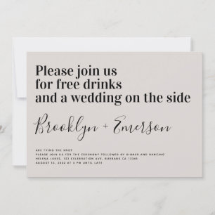 Funny Typografi Ecru Bröllop Inbjudningar