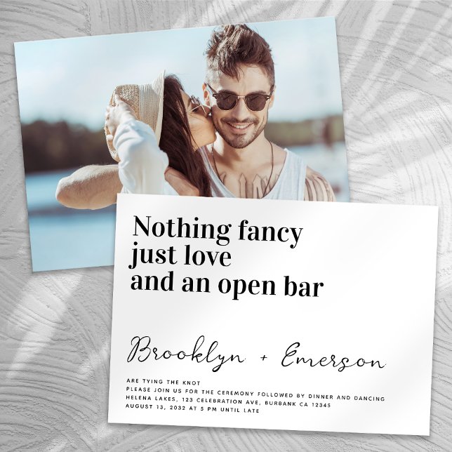 Funny Typografi Ingenting Finare Photo Bröllop Inbjudningar (Skapare uppladdad)