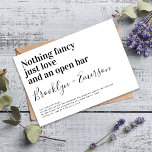 Funny Typography Black White Bröllop Inbjudningar<br><div class="desc">Inbjudan vänner och familj att gå med dig för bröllop firande med den här roliga bröllopsinbjudan. Texten lyder "Inget finare bara kärlek och ett öppet pub"</div>