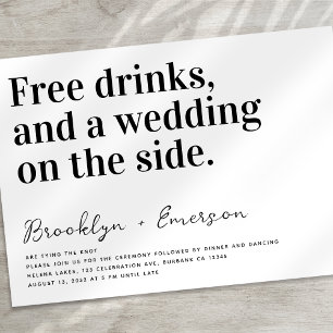 Funny Typography Black White Bröllop Inbjudningar