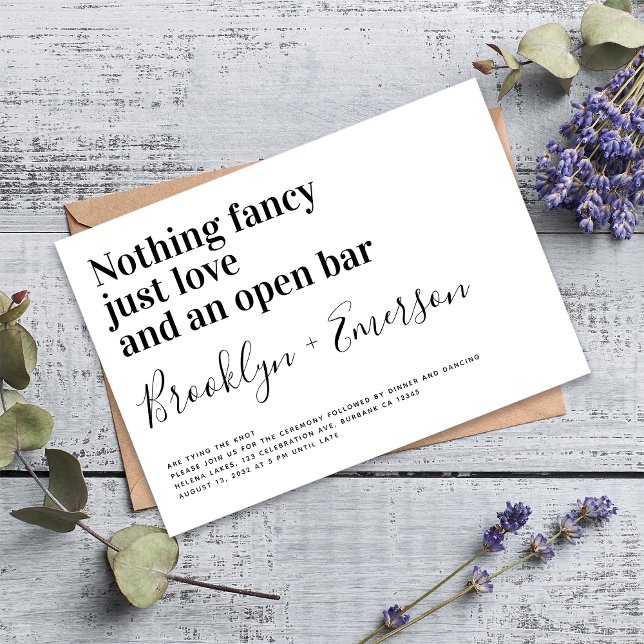 Funny Typography Black White Bröllop Inbjudningar (Invite friends and family to your wedding with this funny, modern minimalist wedding invitation )