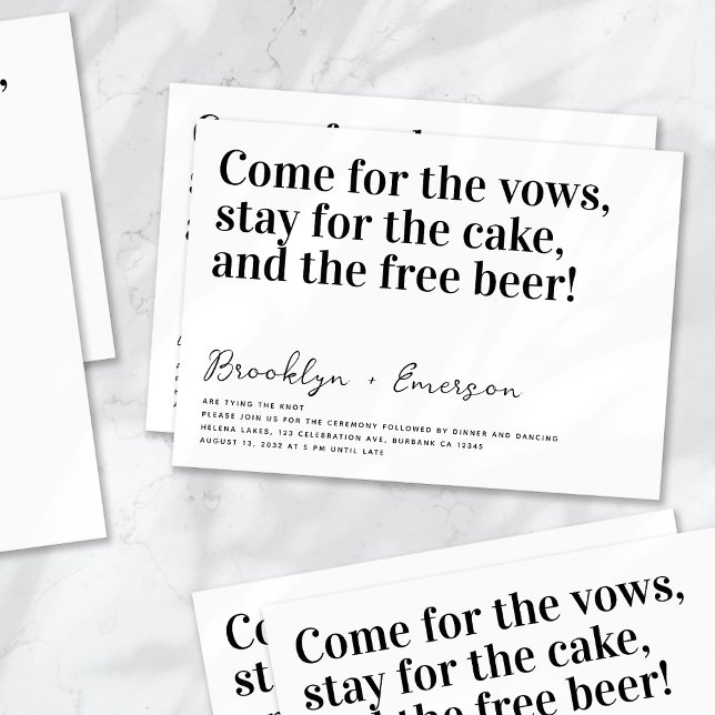 Funny Typography Black White Bröllop Inbjudningar (Skapare uppladdad)