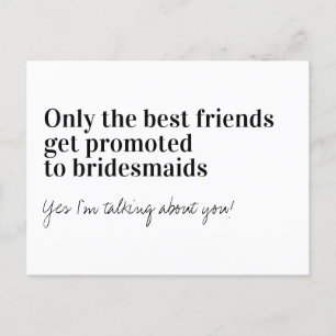 Funny Typography Bridesmaid Frieri Meddelande Vykort