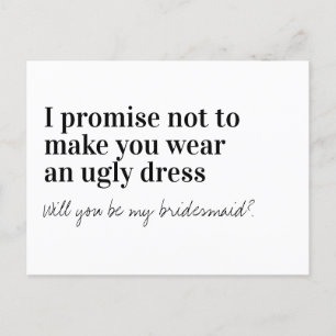 Funny Typography Bridesmaid Frieri Meddelande Vykort