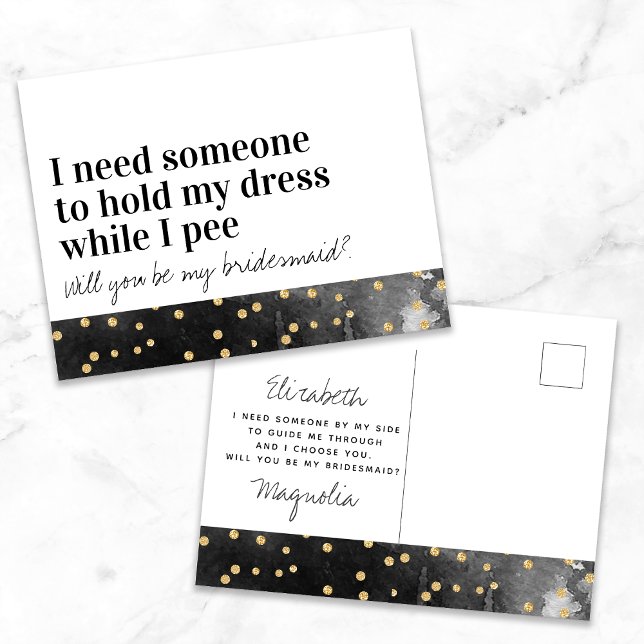 Funny Typography Bridesmaid Frieri Meddelande Vykort (Skapare uppladdad)