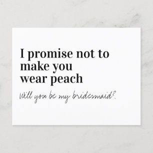 Funny Typography Bridesmaid Frieri Meddelande Vykort