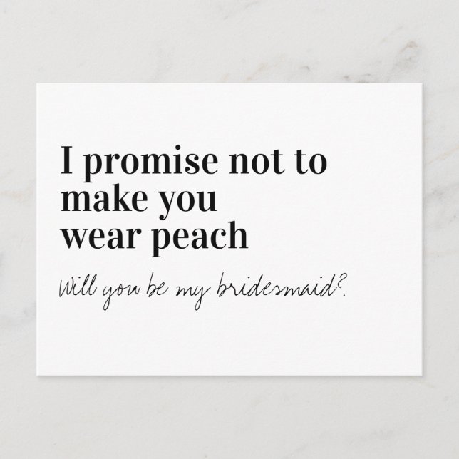Funny Typography Bridesmaid Frieri Meddelande Vykort (Framsida)