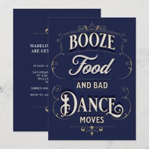 Funny Typography Sprit Food Dance Moves Avslappnad Inbjudningar