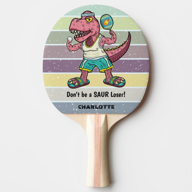 Funny Tyrannosaurus Rex Rosa T-Rex Retro Anpassnin Pingisracket (Framsidan)