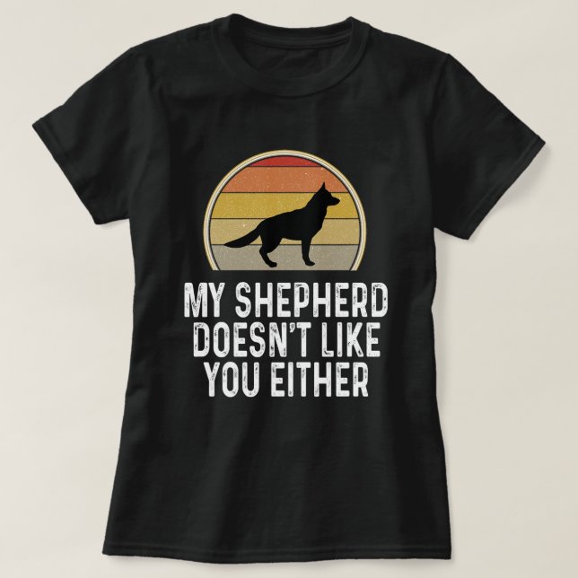 Funny tysk Shepherd Öron Up System Armed Hund Own T Shirt (Design framsida)