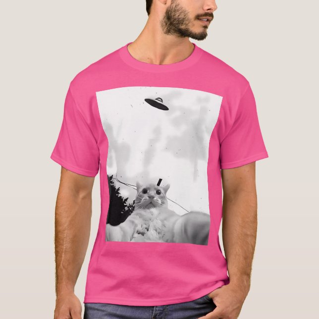 Funny Ufo Cat T Shirt (Framsida)