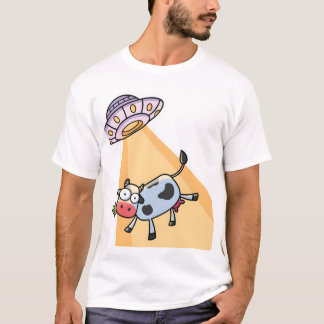 "Funny UFO Cow Abduction Cartoon - Cute Alien & Co T Shirt