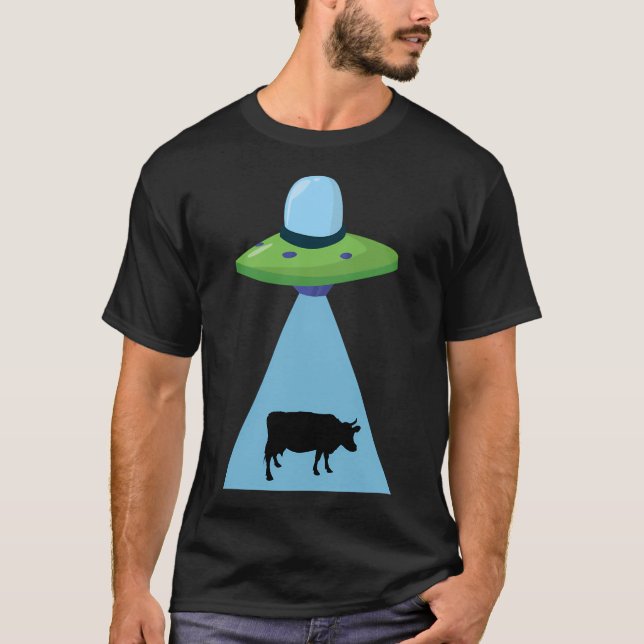 Funny Ufo Cow Abduction T Shirt (Framsida)