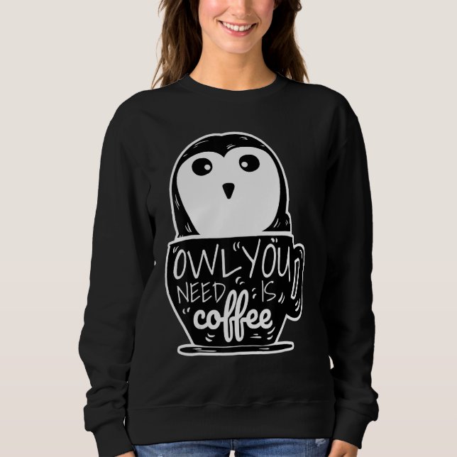 Funny Uggla behöver kaffe Caffeine måndag T Shirt (Framsida)