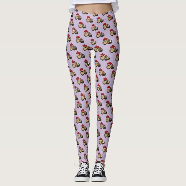 Funny Uggla Påskägg Hunt Mönster Leggings (Framsida)