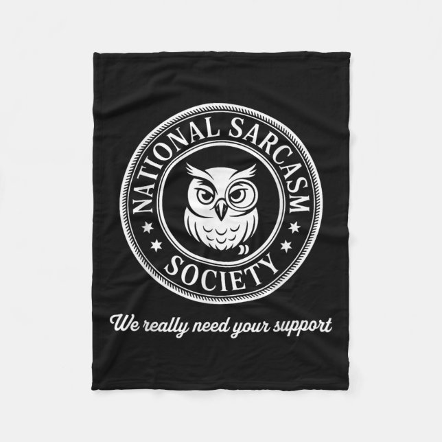 Funny Uggla Sarcasm Society Witty Quote Sarcastic  Fleecefilt (Framsidan)