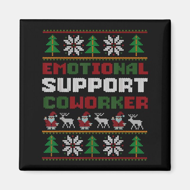 Funny Ugly Christmas Sweater Emotional Suprt Cowor Magnet (Framsidan)