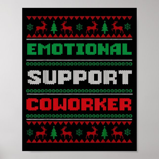 Funny Ugly Christmas Sweater Emotional Suprt Cowor Poster (Framsidan)