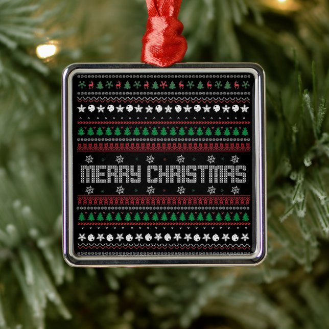 Funny Ugly God jul mönster Julgransprydnad Metall (Träd)