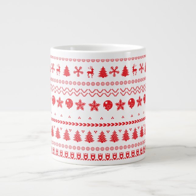 Funny Ugly God jul mönster Jumbo Mugg (Framsidan)