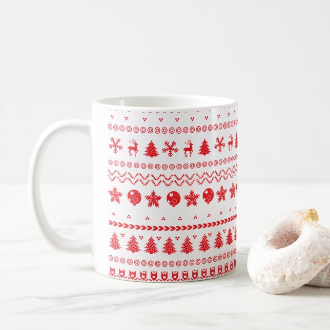 Funny Ugly God jul mönster Kaffemugg (Med munk)