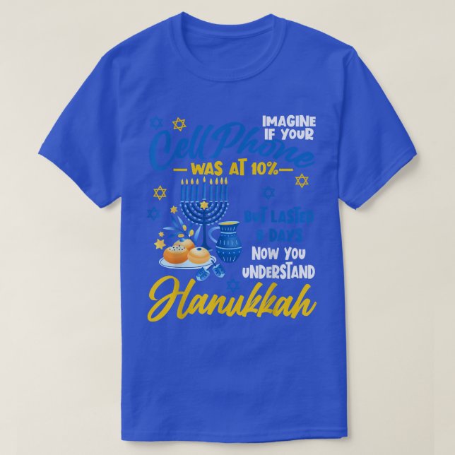 Funny Ugly Hanukkah Chanukah Cellphone Menorah Han T Shirt (Design framsida)