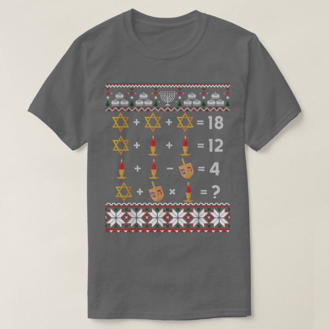 Funny Ugly Hanukkah Jewish Math Teacher Mathemati T Shirt (Design framsida)