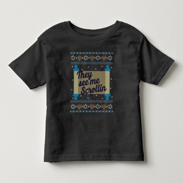Funny Ugly Hanukkah Se mig Scrollin Tee (Framsida)