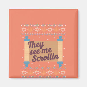 Funny Ugly Hanukkah Se mig Scrollin Tee Magnet