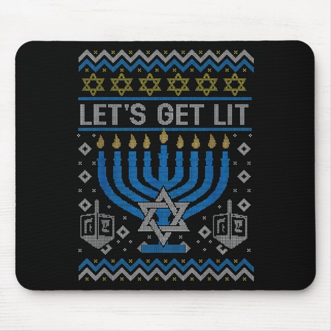Funny Ugly Hanukkah Sweater Lets Get Lit Menorah J Musmatta (Framsidan)